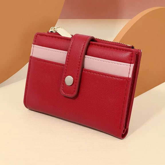 FENGGUIQU Red PU Women's Wallet Large Capacity and Card Holder Practical Daily Use
