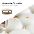 thumbnail image 6 of 35" Leather Round Cocktail Ottoman Storage Coffee Table for Bedroom Home Living Room Ivory, 6 of 7
