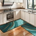 thumbnail image 3 of Kitchen Rugs Sets Of 2,Teal Gold Marble Wave Pattern Anti Fatigue Kitchen Mat Rugs Non Slip Washable,Decorative Kitchen Floor Mats for Kitchen,Sink,Laundry,17"x47"+17"x47", 3 of 5