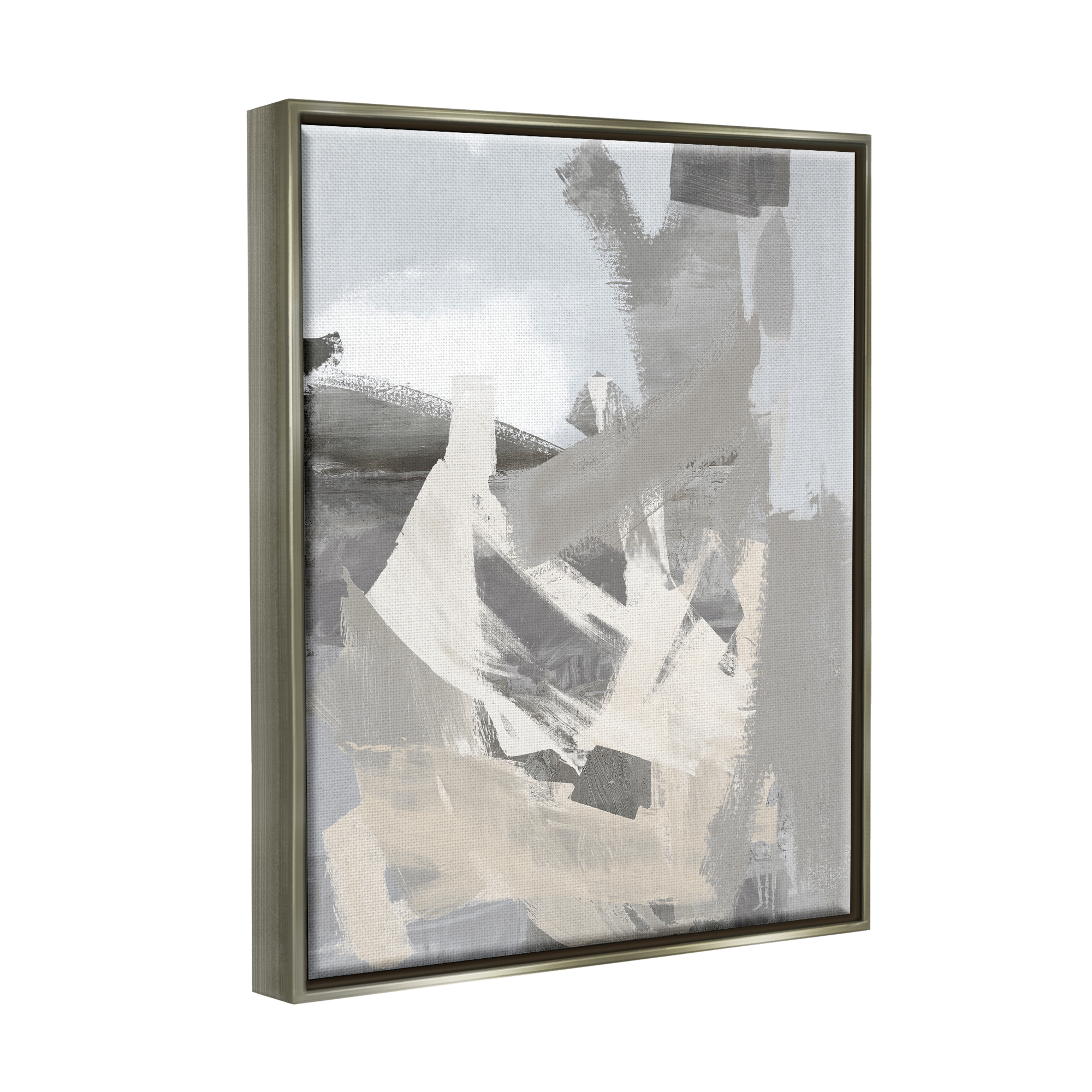 Stupell Industries Chaotic Grey Painting Abstract Painting Gray Floater Framed Canvas Art Print Wall Art, 25 x 31
