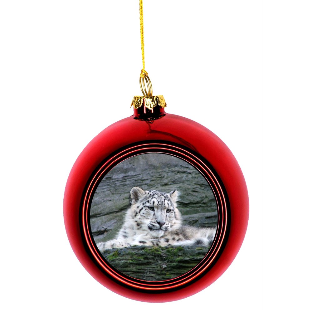 Snow Leopard Ornaments Red Bauble Christmas Ornament Balls Walmart