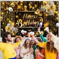 thumbnail image 3 of AUQ Happy Birthday Banner Backdrop, Black and Gold Balloons Large Banner Party Decorations for Men Women, Birthday Poster Sign Poster Background Decor 72X44 Inch, 3 of 7