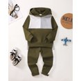thumbnail image 2 of 4T Baby Boys Clothes 5T Boys 2PCS Fall Winter Hoodie Outfits Set Toddler Boys Long Sleeve Top Pants Set Green, 2 of 8