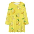 thumbnail image 2 of Lemons on Yellow Loose Dress Evening Dress Summer Dresses for Women Luxury Dress Long Sleeved Dress, 2 of 4