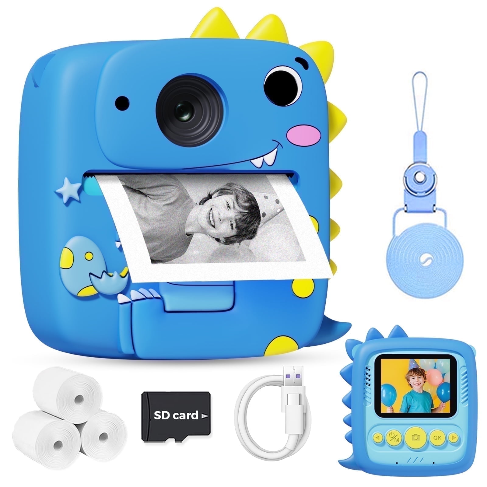 Prysyed Upgrade Camera Instant Print, 1080P Digital Camera, Christmas Birthday Gifts, Blue