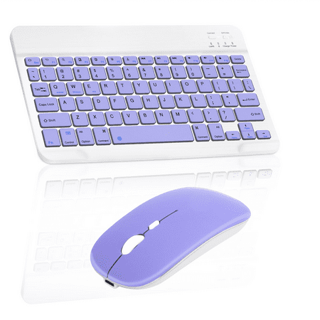 Rechargeable Bluetooth Keyboard and Mouse Combo Ultra Slim Full-Size Keyboard and Ergonomic Mouse for MSI SWORD 15.6" Laptop and All Bluetooth Enabled Mac/Tablet/iPad/PC/Laptop - Violet Purple