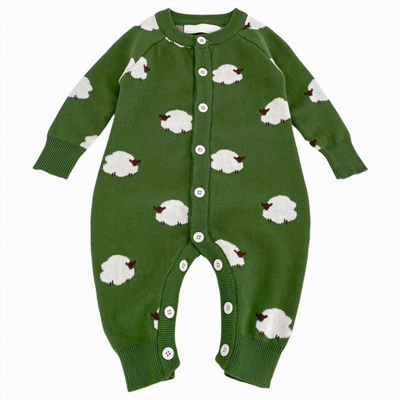3-6 Months Newborn Bodysuit Romper Baby Boy Sweater Knitted Cardigan Baby Clothes Suit Romper Jumpsuit Long Sleeve Bodysuit Cute Newborn Clothes,Green Jumpsuit Sleep & Play Bodysuit