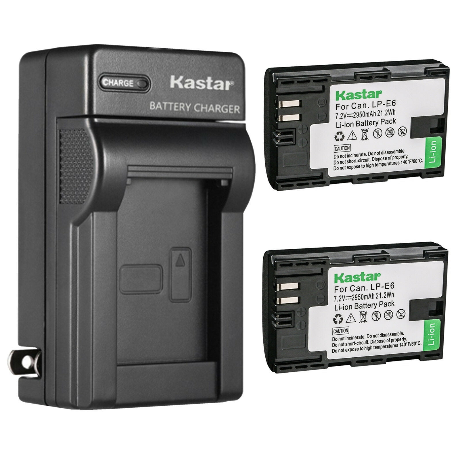 Kastar 2 Pack Lp E6 Battery And Ac Wall Charger Replacement For Canon Lp E6 Lp E6n Lp E6nh Lp