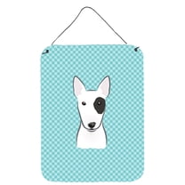 Carolines Treasures BB1147DS1216 Checkerboard Blue Bull Terrier Wall and Door Hanging Prints