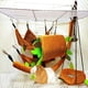 thumbnail image 3 of Juego de 5 hamacas para hámster, pequeños animales, cama cálida colgante, jaula, nido, accesorios, jaula, juguete, túnel colgante de hojas y columpio, planeador para hámster, juego para, 3 of 8