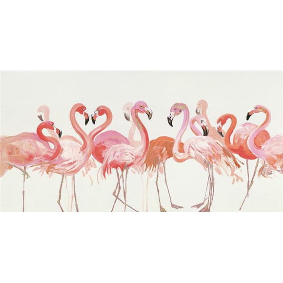28 x 55 Po Décor de Mur de Peinture à l'Huile d'Aigrette&44; Rose