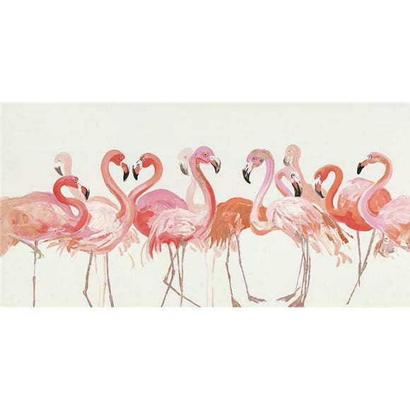 28 x 55 Po Décor de Mur de Peinture à l'Huile d'Aigrette&44; Rose