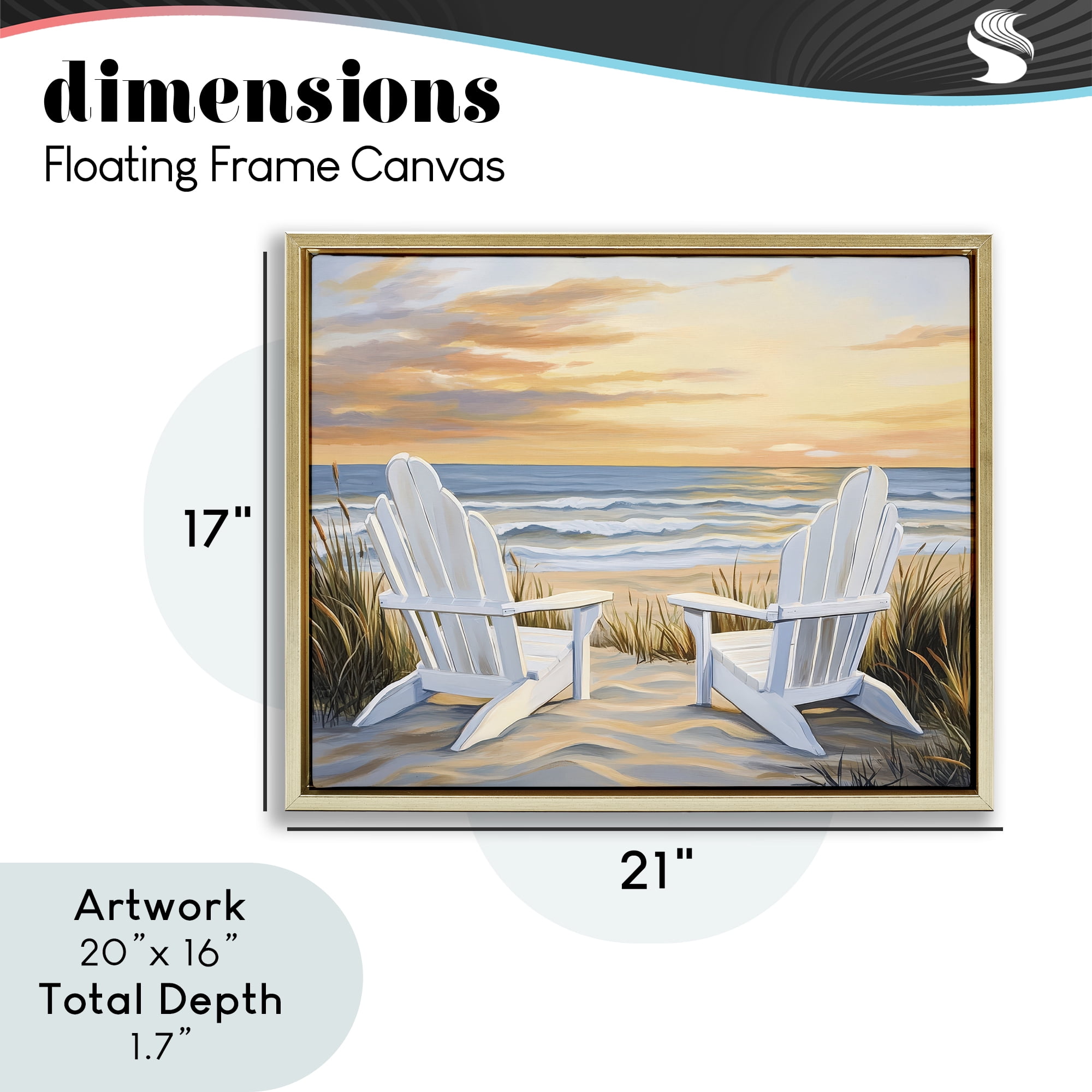 Stupell Industries Wave Watching Spot at Sunset Gold Framed Floater Canvas Wall Art, design by Petal Prints Design