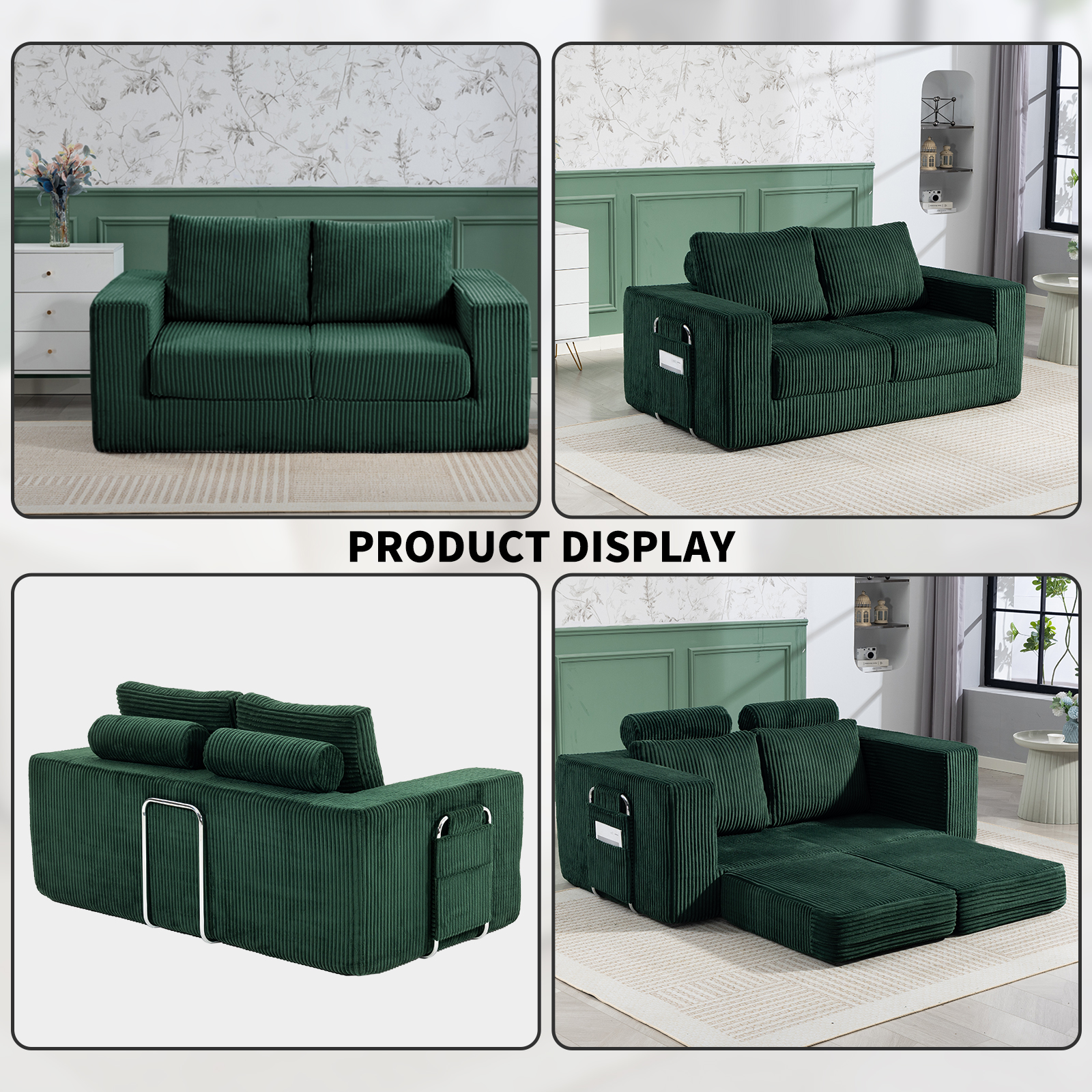69 Inches Convertible Sofa Bed Boneless 2 Seats Loveseat Sleeper Sofa 2 Seater Small Couch 3-in-1 Folding Sofa Floor Sofa with Deep Seat No Assemble Required