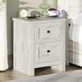thumbnail image 3 of Papajet 24" Nightstand Set of 2 with Charging Station, Wood End Table with 2 Drawers for Bedroom, Distressed White, 3 of 8