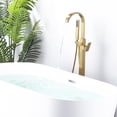thumbnail image 5 of Wowow Waterfall Single-Handle Freestanding Tub Faucet with Handshower, Floor Mounted Tub Filler Faucet in Brushed Gold, 5 of 7