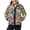 70s Hippie Groovy Floral Wave, variant on Blue Toile de Jouy Elephant Giraffe Print Kids Fleece Jacket Stand Collar Full Zip Warm Sherpa Lined Coat Long Sleeve Casual Outerwear for Girls, Toddler Winter Fleece Coat, 4 Years