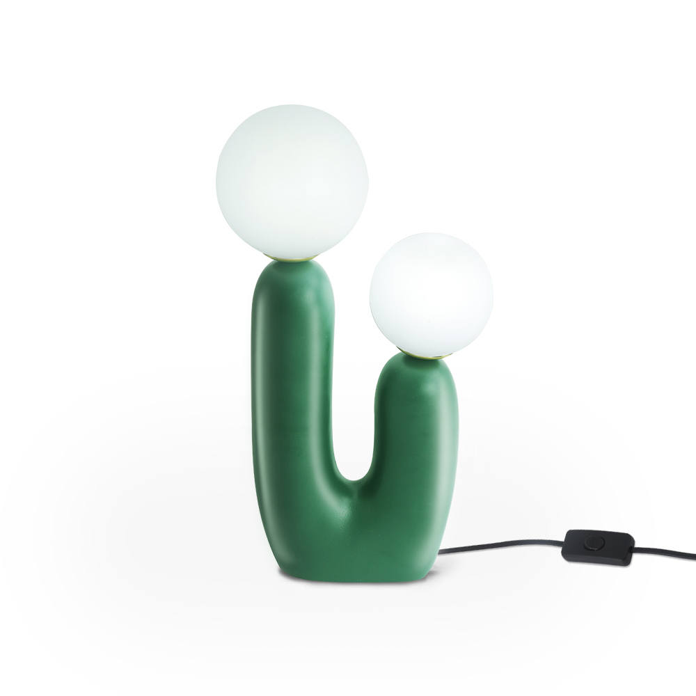 Elinkume Nightstand Lamp, Modern Cactus Lamp for Living Room, Bedroom L 5.12 inches H 15.75 inches (Green)