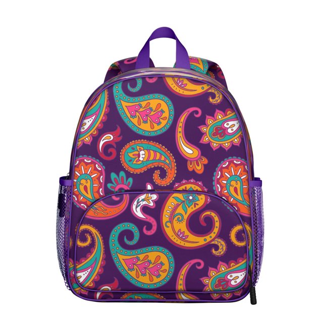 Retro Paisley Floral Backpack - Waterproof Ergonomic School Bag with Adjustable Loops