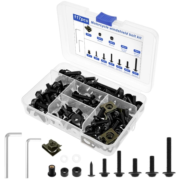 177Pcs Motorcycle Fairing Bolt Kit 304 Stainless Steel M5 M6 Motorcycle Windscreen Fastener Screw Set for Fairing Fuel Tank Cap