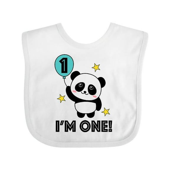 Inktastic Babys First Birthday Panda with Balloon Boys or Girls Baby Bib