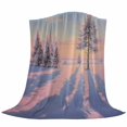 thumbnail image 6 of Pink Winter Landscapes Blanket Soft Cozy Warm Throw Blanket for Couch, Plush Fuzzy Flannel Fleece Blankets for Sofa, Nature Snow Forest Sunset Bed Blankets Lightweight Gifts for Women, 50"x60", 6 of 9