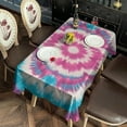 thumbnail image 2 of Pink Blue Tie Dye Mandala Rectangle Tablecloth 60"x120",Waterproof Polyester Rectangle Table Cloth, Wipeable Spillproof Polyester Tablecloth for Dining, Camping, Indoor and Outdoor, 2 of 6