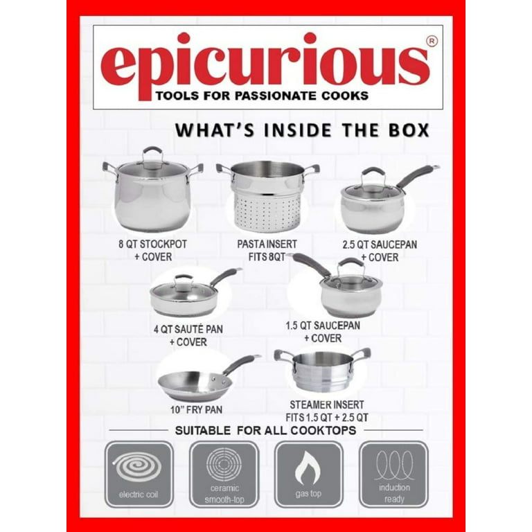Epicurious 10PC Cookware 11.25-in Aluminum Cookware Set with Lid