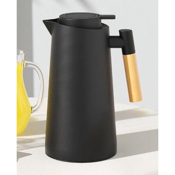 EXHUMKY BERTDOMD Black Thermal Coffee Carafe with Glass Insert, Efficient Insulation for Home and Office Use