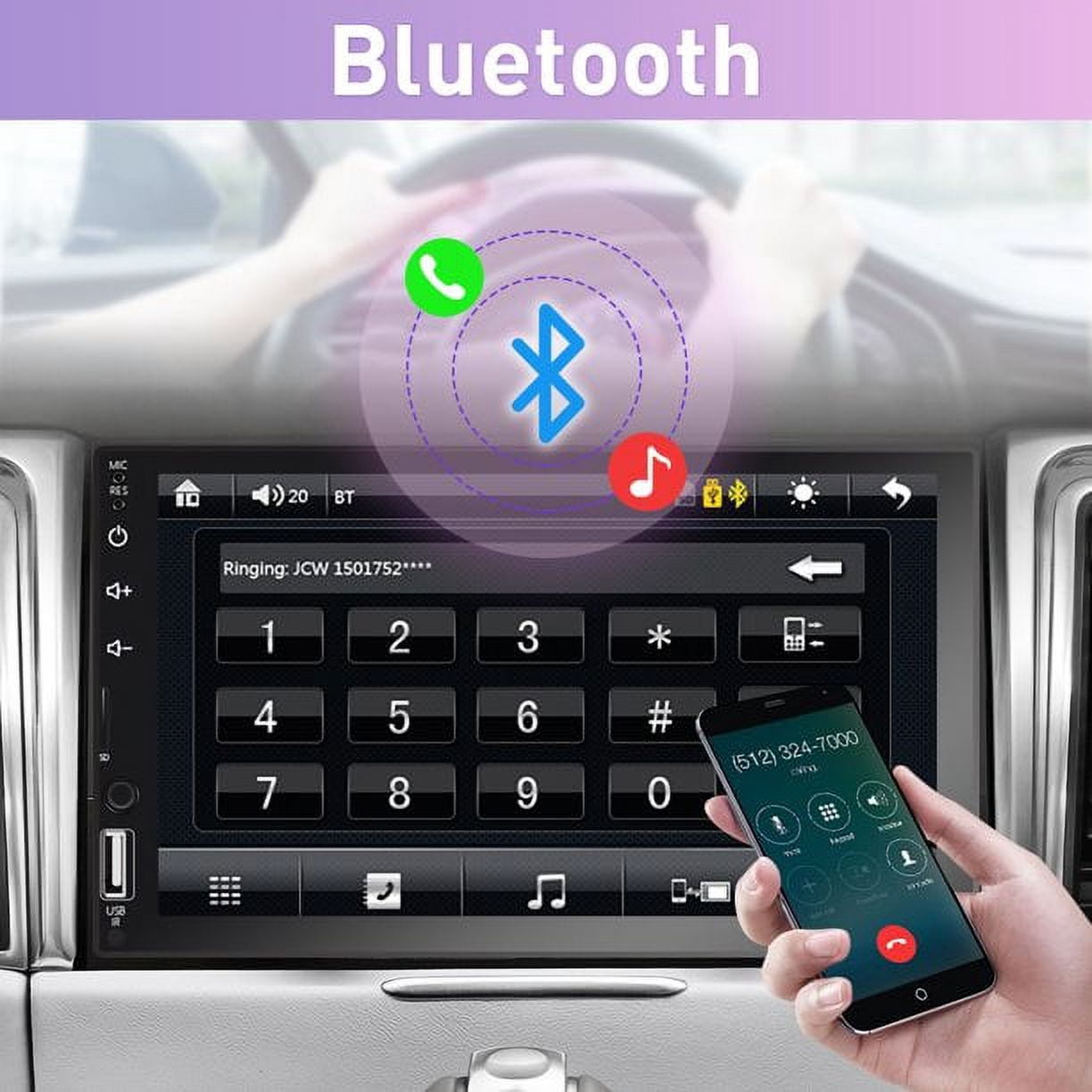 Podofo Double Din 7'' Touch Screen Car Stereo Radio Carplay Android Auto Car Audio Car Multimedia MP5 Player Bluetooth Mirror Link FM USB,with 12 LED Backup Camera