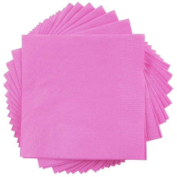 JAM Paper Small Beverage Napkins, 5 x 5, Pink, 40/Pack