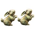 thumbnail image 4 of MesaSe 2pcs Chinese Zodiac  Mini Statue Vintage Brass Bunny Model Desktop  Craft Ornament, 4 of 8