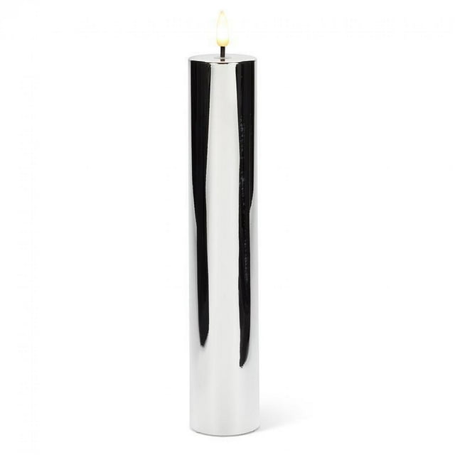 Set of 12 Metallic Silver Flameless Led Pillar Candle