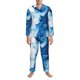thumbnail image 3 of Fotbe Blue White Fluid Art Pijama de Hombre con Estampado de Manga Larga, Conjunto de 2 Piezas, Ropa de Dormir Suave y Cómoda con Bolsillos-Small, 3 of 7
