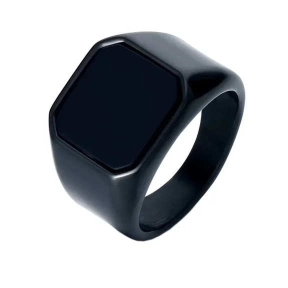 HIJONES Men's Women's Stainless Steel Synthetic Amber Lapis Lazuli Onyx Ring Punk Gothic Personalized Hip Hop Band Jewelry Black Black Size 8