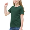 thumbnail image 6 of Taqqpue Girls Short Sleeve T Shirts Kids Casual Crewneck Summer Tops Loose Solid Cute Comfy Basic Shirts 3-14 Years, 6 of 9