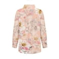 thumbnail image 4 of IROINNID Savings Women's Fall Tops Long Sleeve Button Linen Shirts Flowy Print Turndown Lapel Casual Shirts Comfy Work Tops,Pink, 4 of 8
