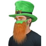 Encased St Patricks Day Beard Face Mask and Green Hat Leprechaun Costume for Adults
