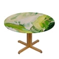 thumbnail image 3 of PIKWEEK Outdoor Fitted Round Tablecloth - Palm Leaves Design - Multiple Sizes Available White, 3 of 8