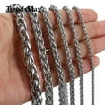 Stainless Steel Silver Wheat Braided Chain Bracelet Necklace Mens