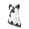 thumbnail image 5 of Women's Spaghetti Strap Satin Silk Camisole Trendy Deep V Neck Lace Tank Tops Summer Sleeveless Irregular Hem Cami Tshirts Z01_White2 XL, 5 of 5