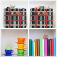 thumbnail image 6 of Yayeee Canvas Storage Basket with Handles for Shelves Fabric Bins Closet Organizer, Green Plaid, 6 of 8