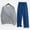 Blue, variant on Swuxness Mens 2-Piece Set Long Sleeved Round Neck Tops Summer Fitness Home Wear Casual Long Pants