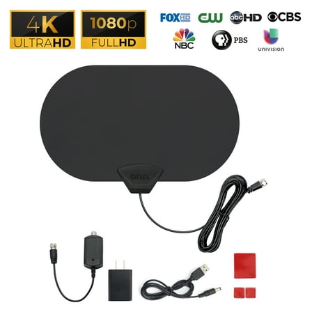 onn Indoor Dual-Color Amplified Antenna, 50 mile Range