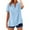 Light Blue, variant on Women's Linen Cotton Blend Shirt, Short Sleeve V-Neck Casual Summer Top, Breathable Loose Fit Blouse