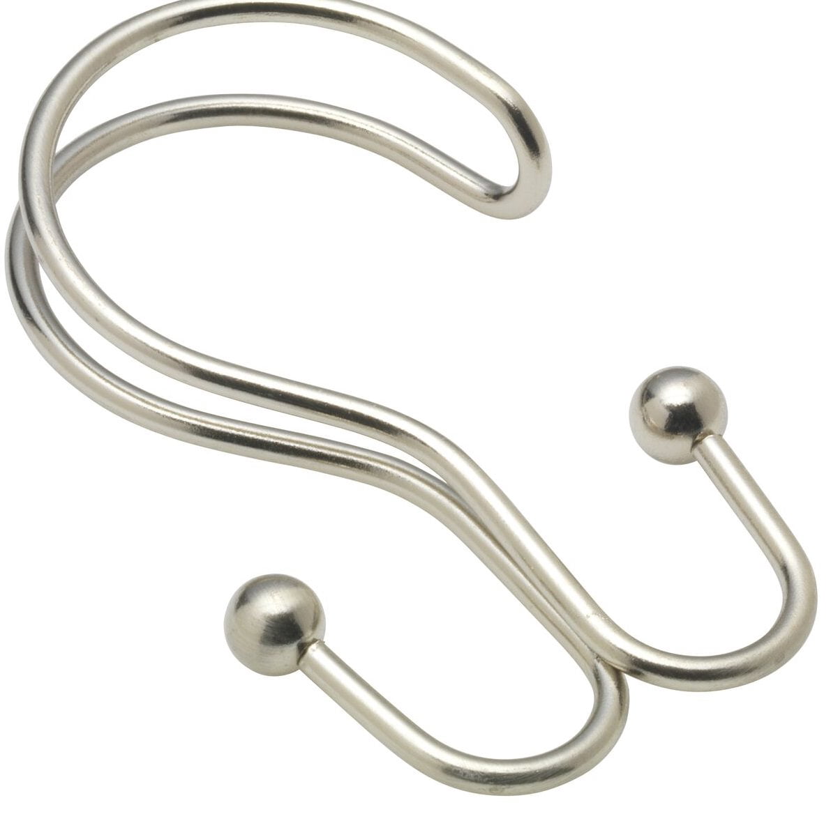 Royal Bath Double Type Brushed Nickel Heavy Weight Metal Shower Curtain Hooks, Set Of 12 Images Royal Bath Double Type Brushed Nickel Heavy Weight Metal Shower Curtain Hooks, Set Of 12