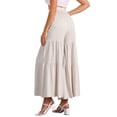 thumbnail image 3 of Pantalones Boho para Mujer INSPIRE CHIC de Día de la Madre, con cintura alta elástica, volantes, estilo palazzo, pierna ancha, color beige, 3 of 5