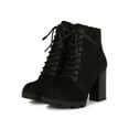 thumbnail image 5 of Women Faux Suede Lace Up Fur Stacked Lug Heel Ankle Boot 19606, 5 of 6
