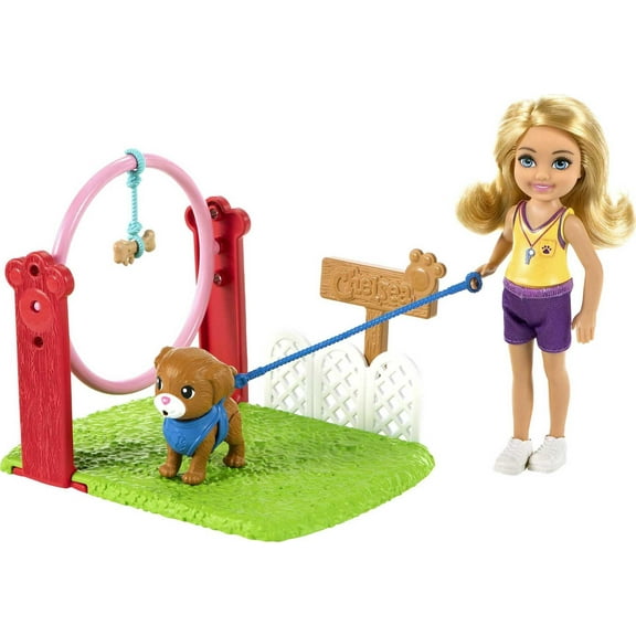 Barbie Chelsea Can Be Doll & Playset, Blonde Small Doll with Puppy & Training-Themed Accessories