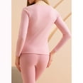 thumbnail image 6 of Rohuuque Women's Long Johns Thermal Underwear Set Fleece Silk Blend Thermal Top Insulation Plush Lining Crew Neck Winter Lounge Wear Pink, 6 of 9